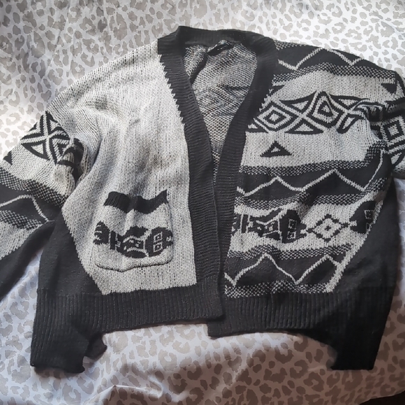 SHEIN Black and White Knit Cardigan - Picture 1 of 5